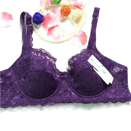 Top Women Underwear Sexy Push Up Bras 3/4 Cup Padded Lace Sheer Bra Cup B ONLY Women Bra